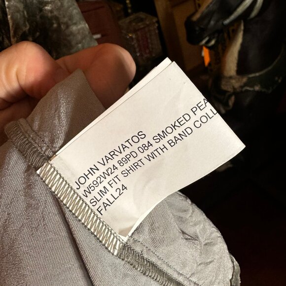JOHN VARVATOS Crushed Velvet Button Down in Gray sz.M *SAMPLE* - Picture 6 of 6